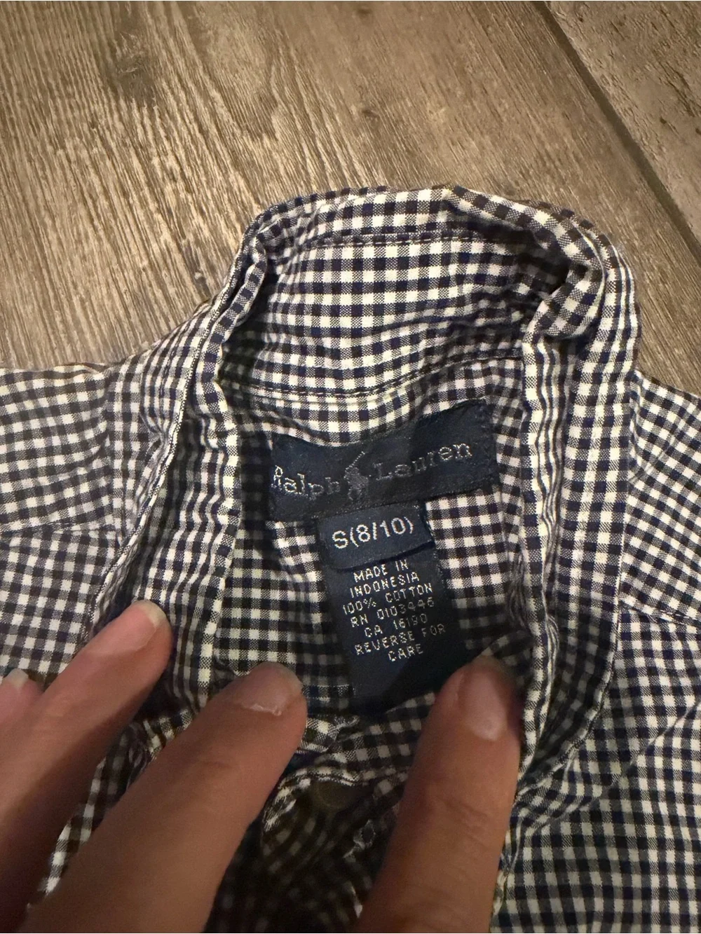 Boys Polo Blue Check Short-Sleeve Button-Down Shirt Size Small )8/10)